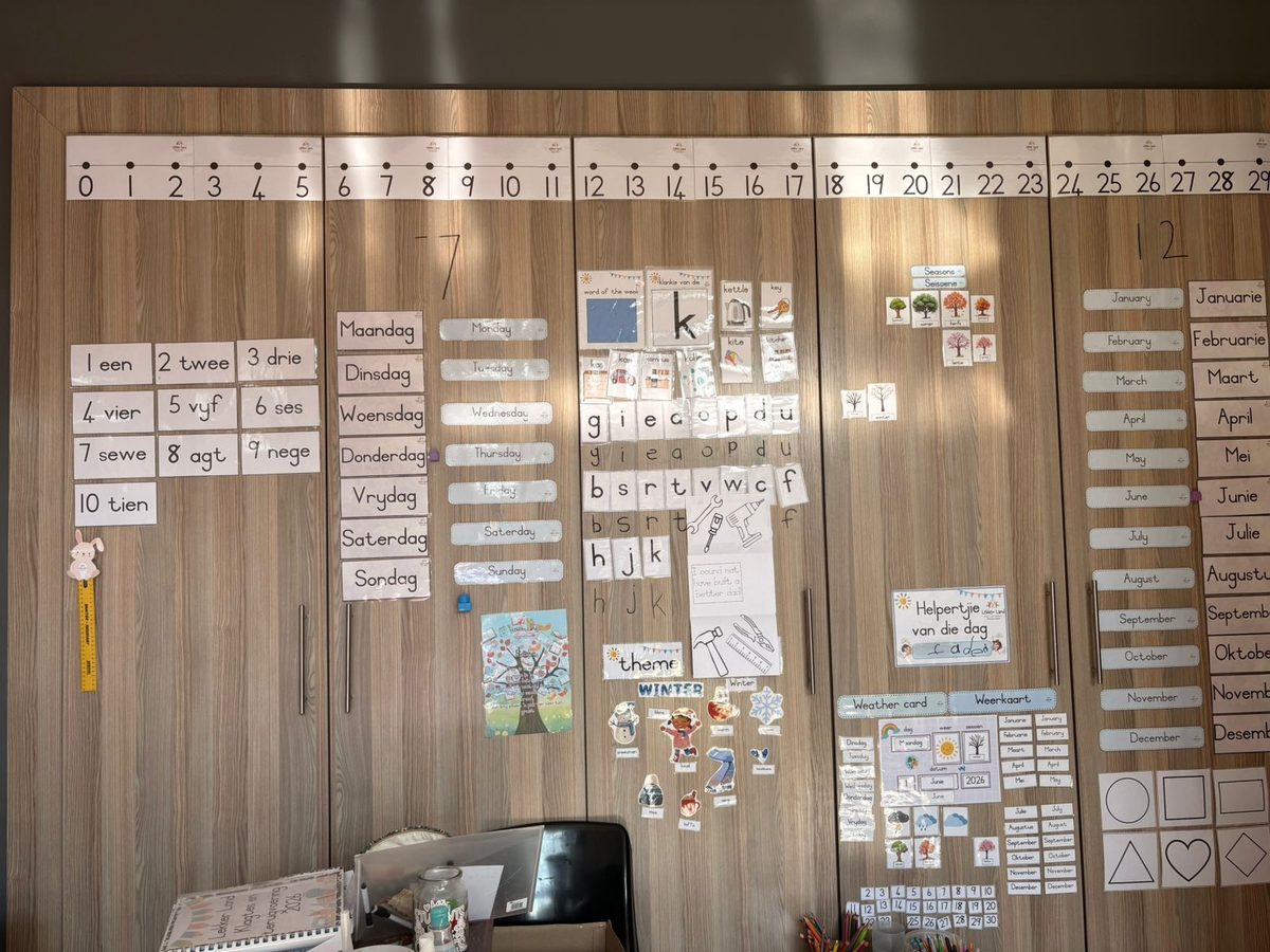 Lekker Land preschool learning wall display
